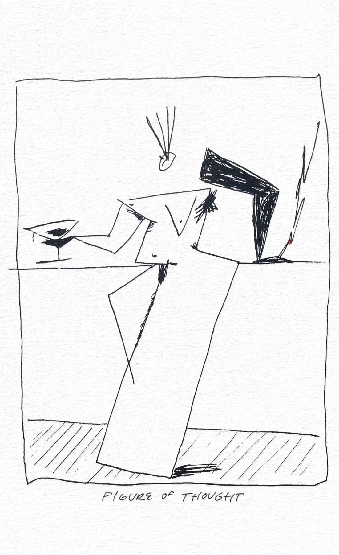 Figure of Thought, 5.5 x 8.5 in, Acrylic marker on watercolor paper, $400