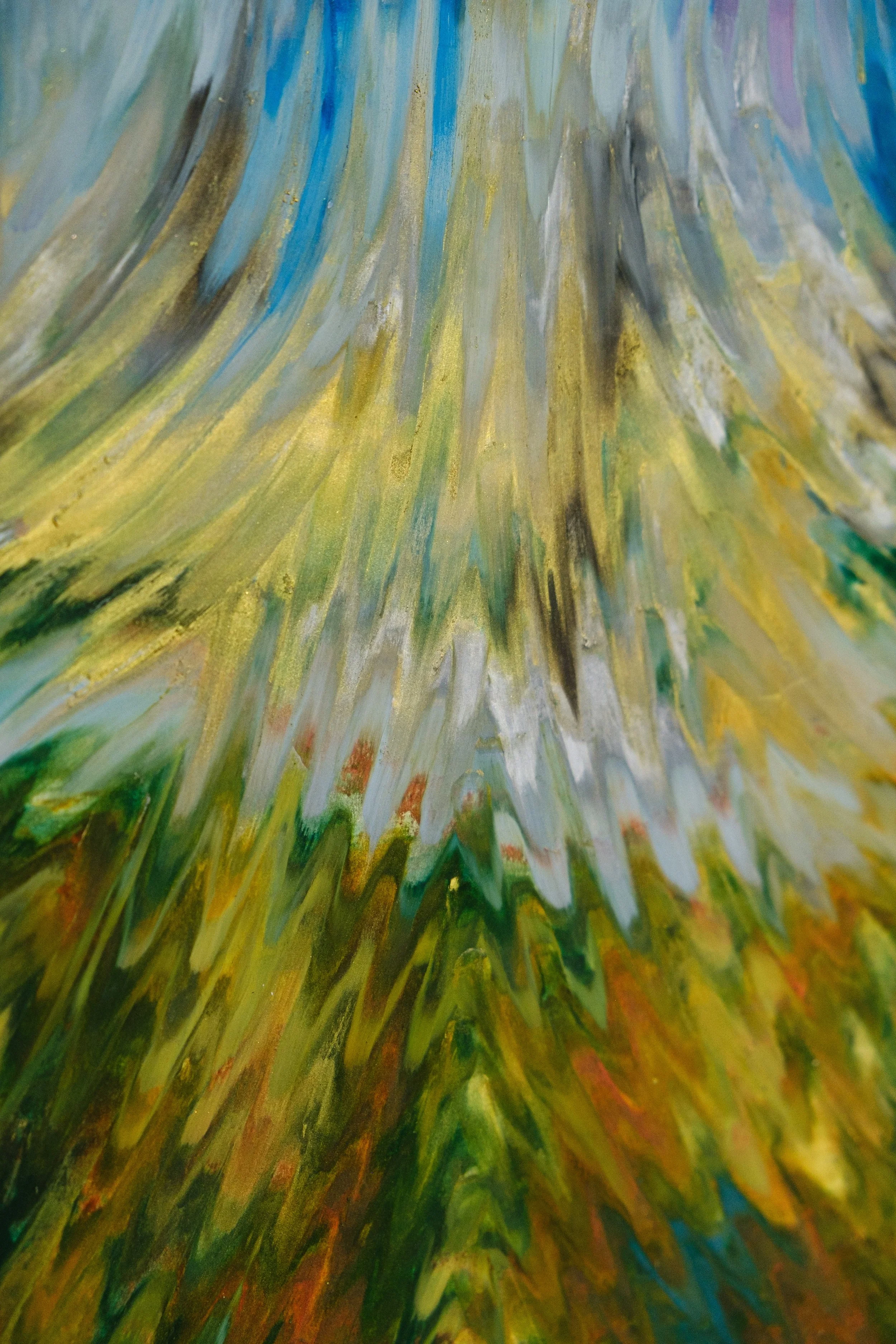 Everything at Once, yet still, Not Enough, 2025, Oil stick on paper, mounted on canvas stretched panel, 16x20 in., $1,500