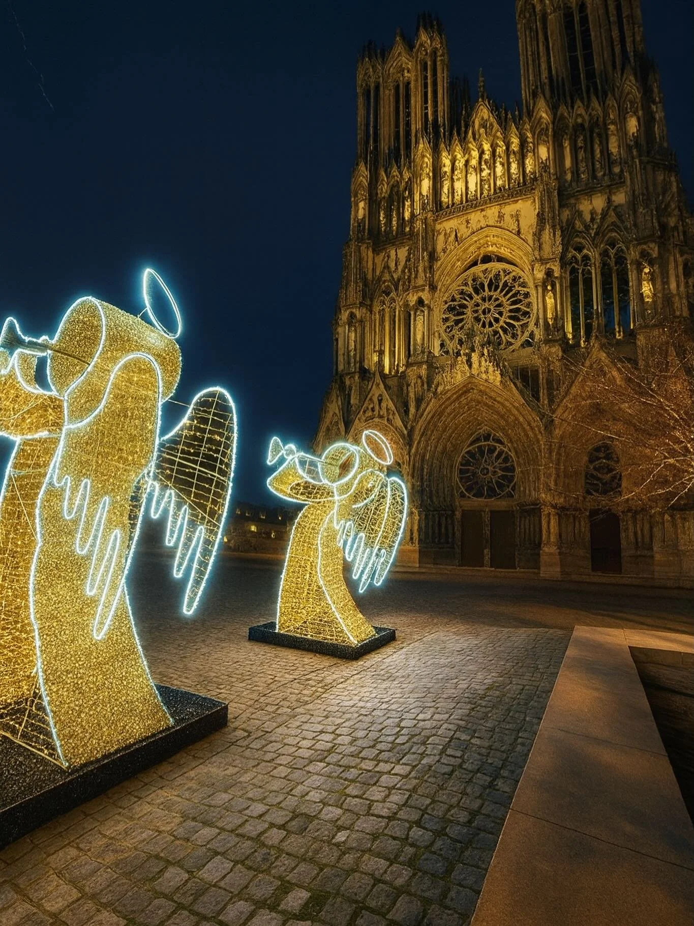✨ Christmas lights dancing against ancient stones &mdash; Reims Cathedral feels like a winter fairytale. The glow of angels, the hush of the night, and the whisper of history all around&hellip; simply unforgettable. 🌙🕯🎄✨
#ReimsCathedral #GothicArc