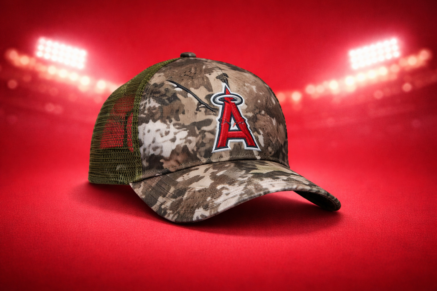Angels vs. Rangers -Camo Trucker Hat Giveaway-Anaheim 