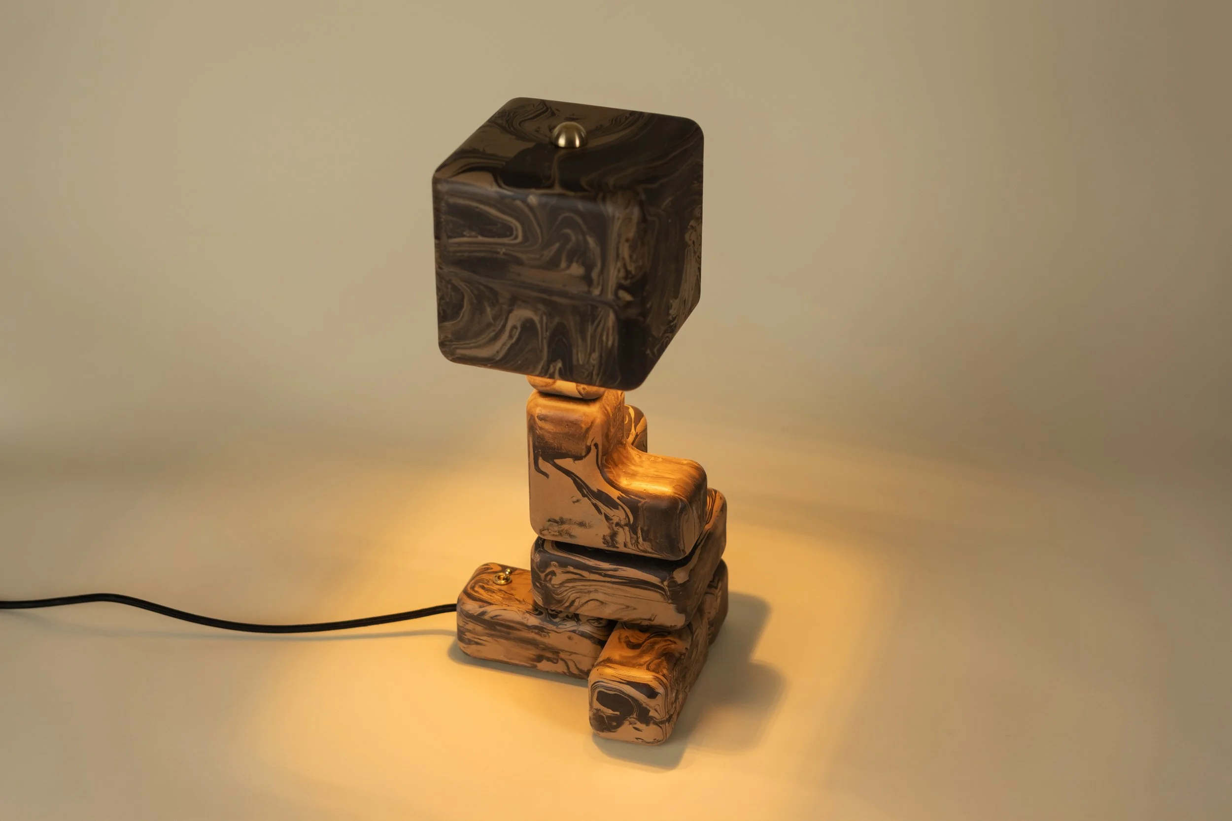 Cube Stack Lamp - 17.5" H × 8"