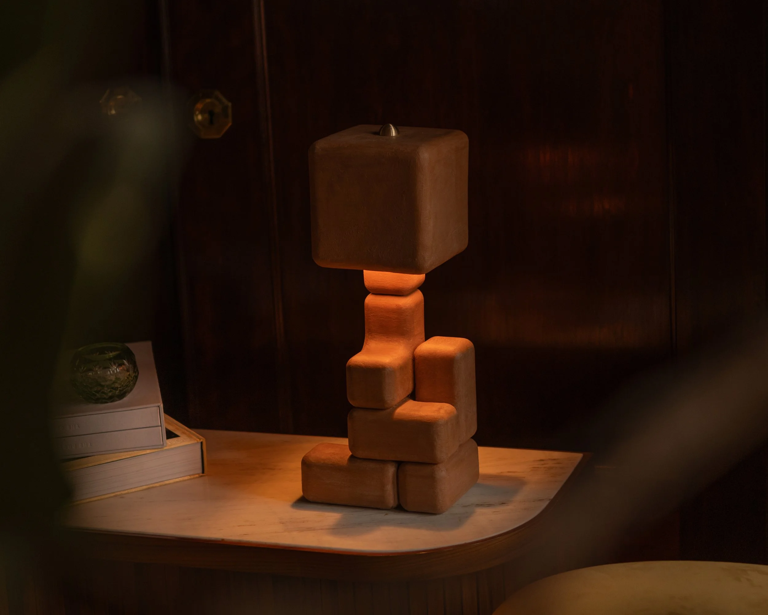 Cube Stack Lamp - 17.5" H × 8"