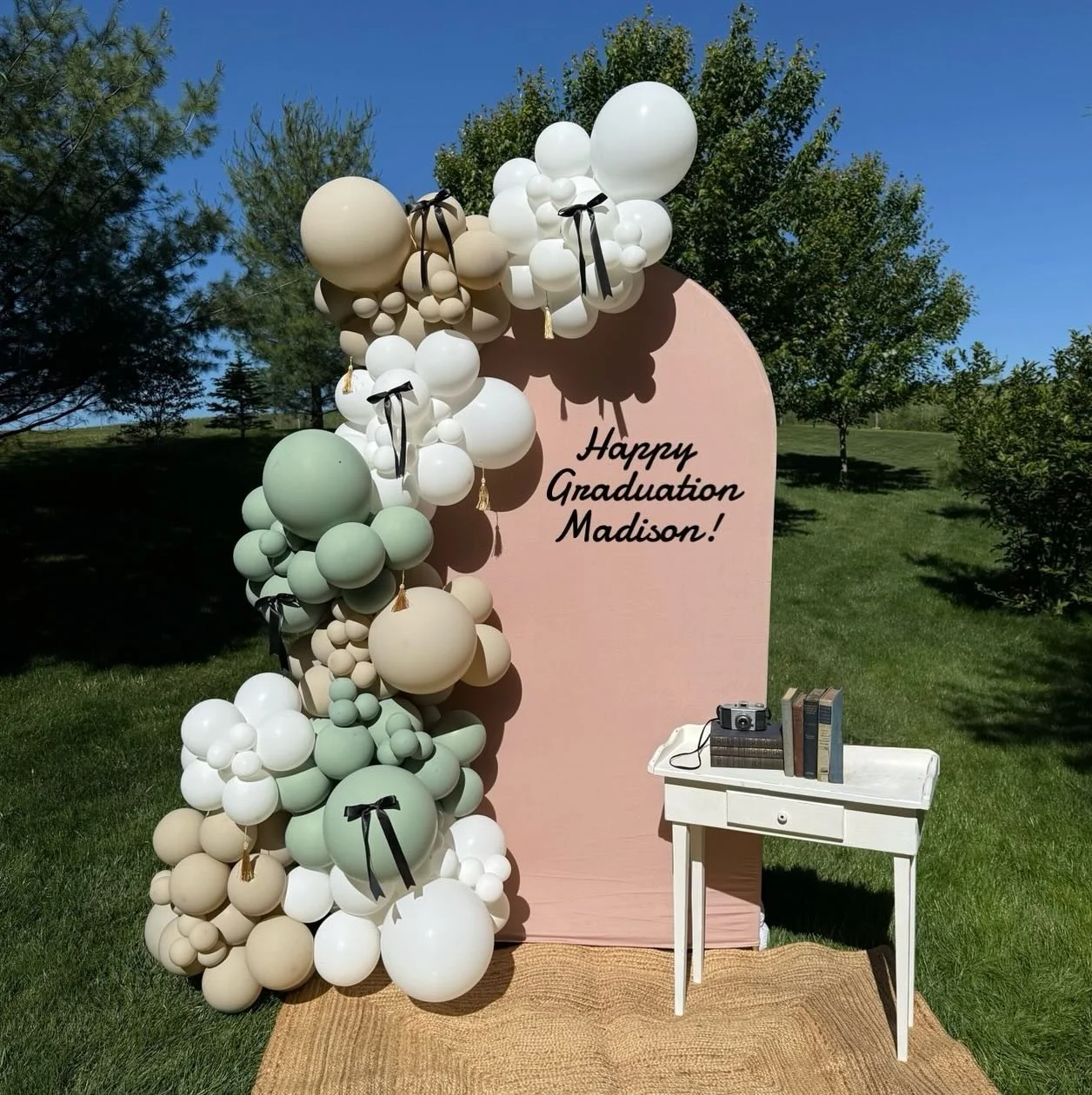 Celebrate your grad in style with custom balloon arches and backdrops designed to make their big moment unforgettable!
Our Tassels &amp; Bows Graduation Balloon Arch is beautiful. 

#graduationparty #balloonarch #gradpartydecor
#classof2026 #eventsty