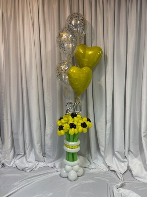 Sunflower or Flower Bouquet with helium confetti, hearts, mini numbers $85.jpg