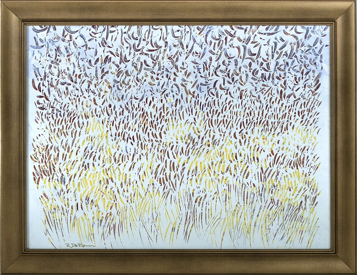 Grassland, Wind & Waves - 18 x 24
Acrylic/hardboard/sgraffito technique/gold frame