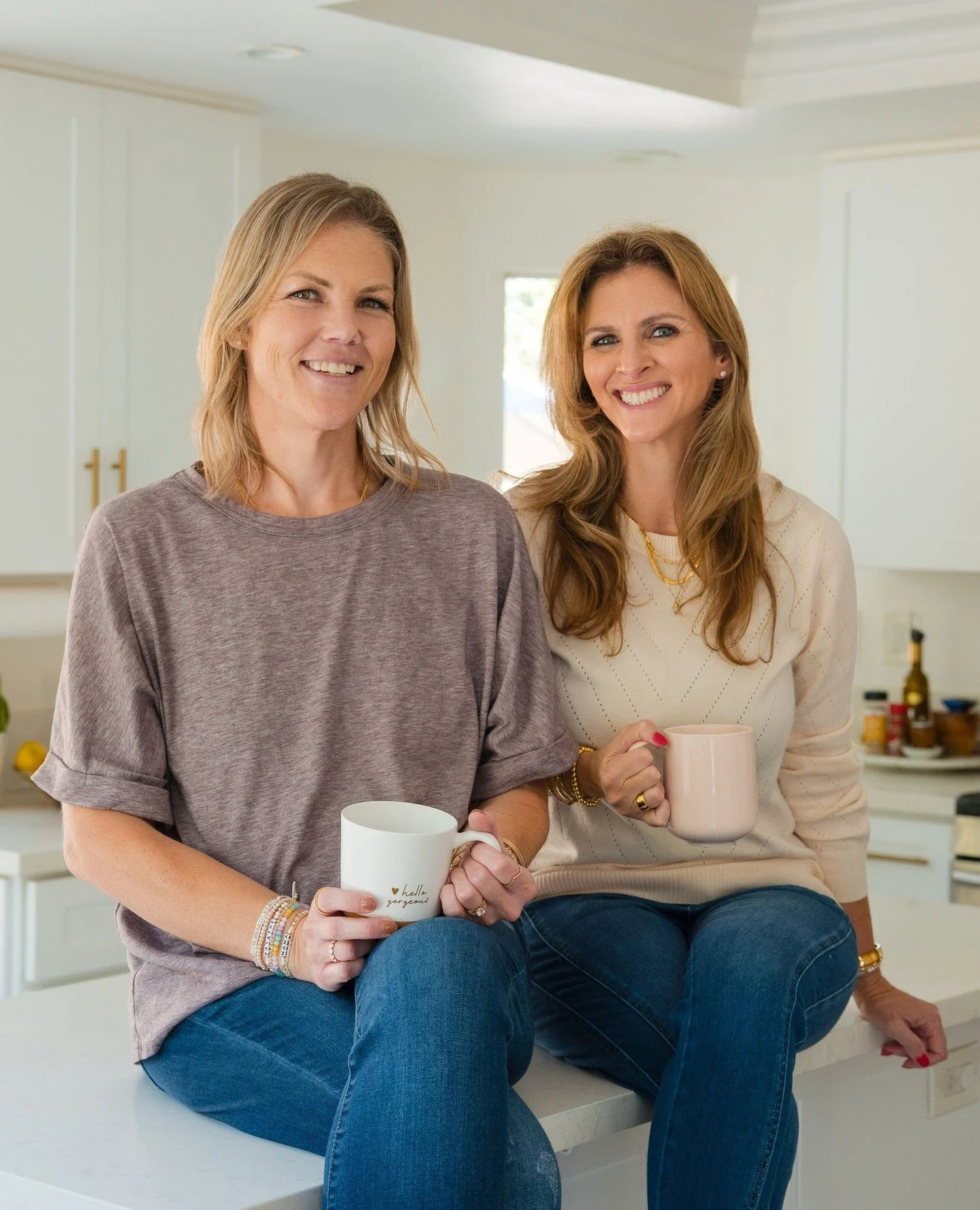 One of the best parts of working with your best friend: business planning in the kitchen with blonde vanilla lattes in hand ☕🤍 Somehow we get a lot done AND sneak in plenty of fun along the way.⁠
⁠
Fun fact! Our coffee orders are basically identical