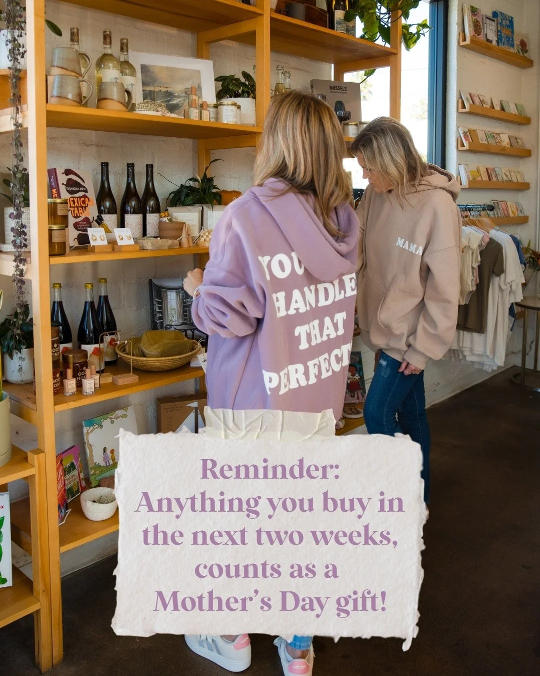 Choose wisely... or actually, don't. Go nuts! We work really hard as moms and a little treat is always welcome. ⁠
⁠
Need some help with what to buy? Might we suggest our website, which is full of super cute and supportive merch?! ⁠
⁠
#youhandledthatp
