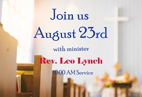Invitation to join a church service  every Sunday at 10:00 AM. Sermon title:  "THE NAME I ANSWER TO…"  Scripture:  Isaiah 43: 1-7