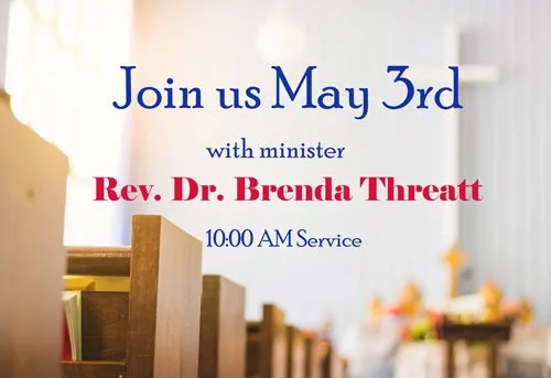 Invitation to join a church service  every Sunday at 10:00 AM.