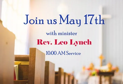 Invitation to join a church service  every Sunday at 10:00 AM.