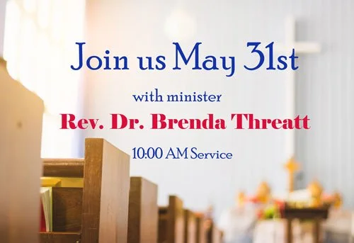 Invitation to join a church service  every Sunday at 10:00 AM.