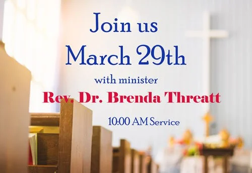 Invitation to join a church service  every Sunday at 10:00 AM.