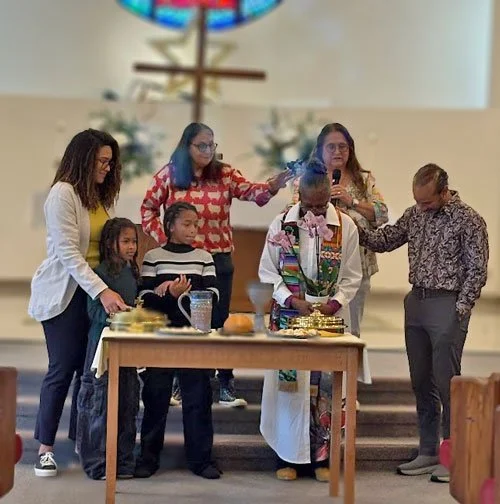 Church service announcement inviting guests to join on July 13th at 10:00 AM, featuring guest minister Reverend Gary Barmore.