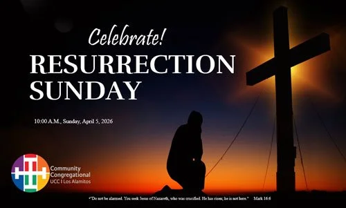 Invitation to join a church service  every Sunday at 10:00 AM.