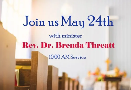 Invitation to join a church service  every Sunday at 10:00 AM.
