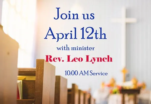 Invitation to join a church service  every Sunday at 10:00 AM.