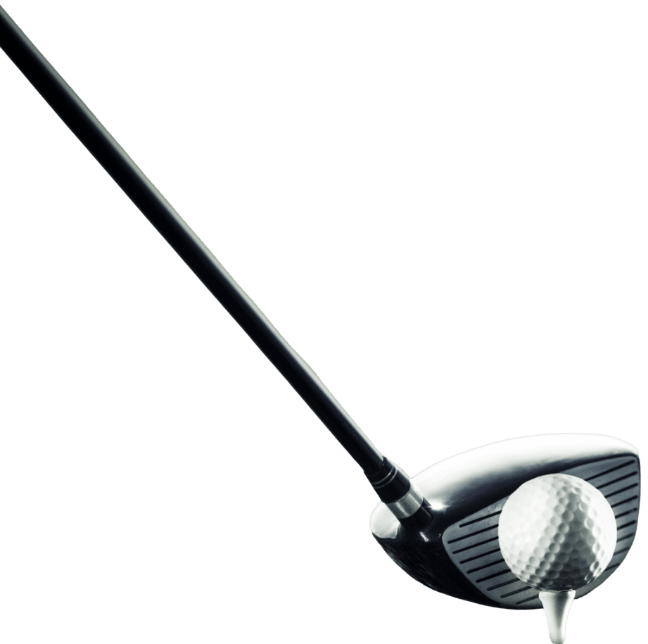 golf club about to hit ball