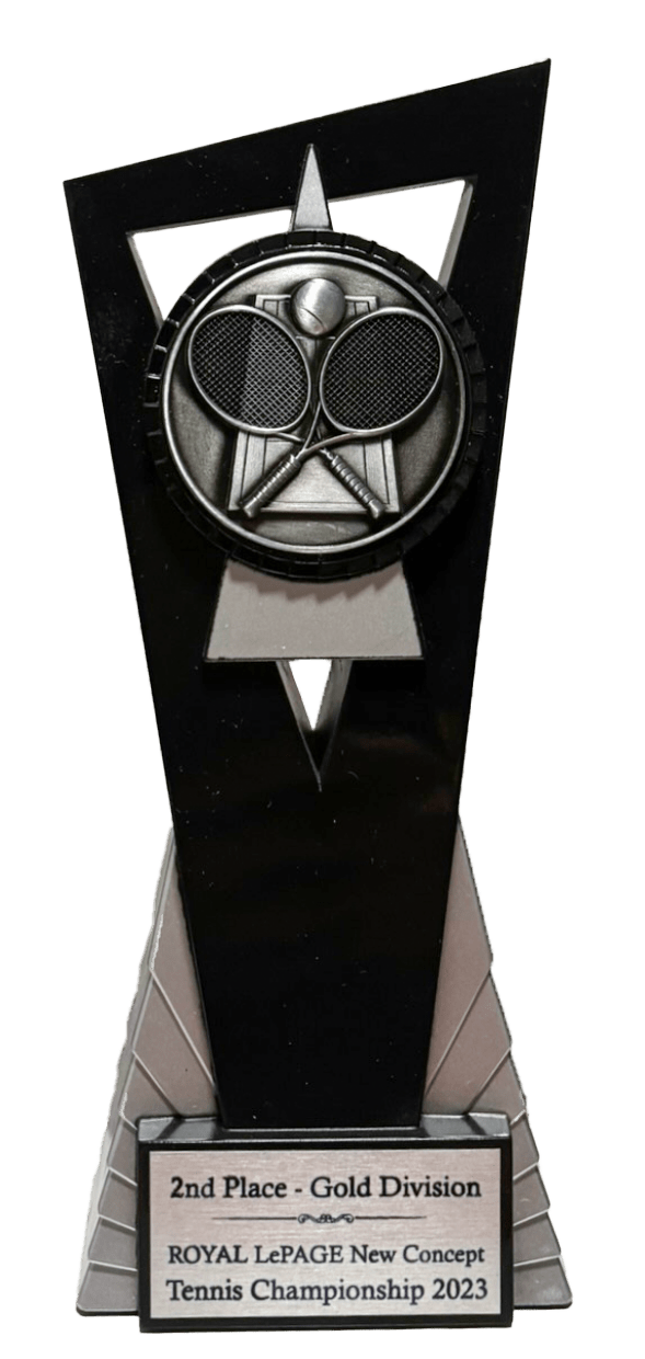 black and silver trophy