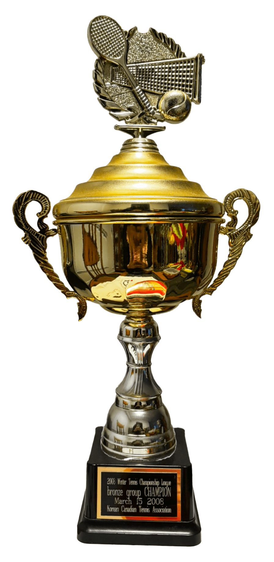 large gold tennis trophy