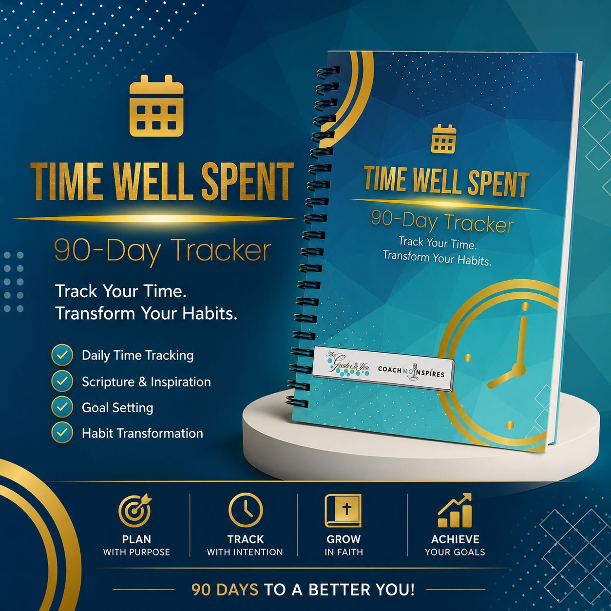 Time Well Spent 90-Day Tracker - Focus Blue