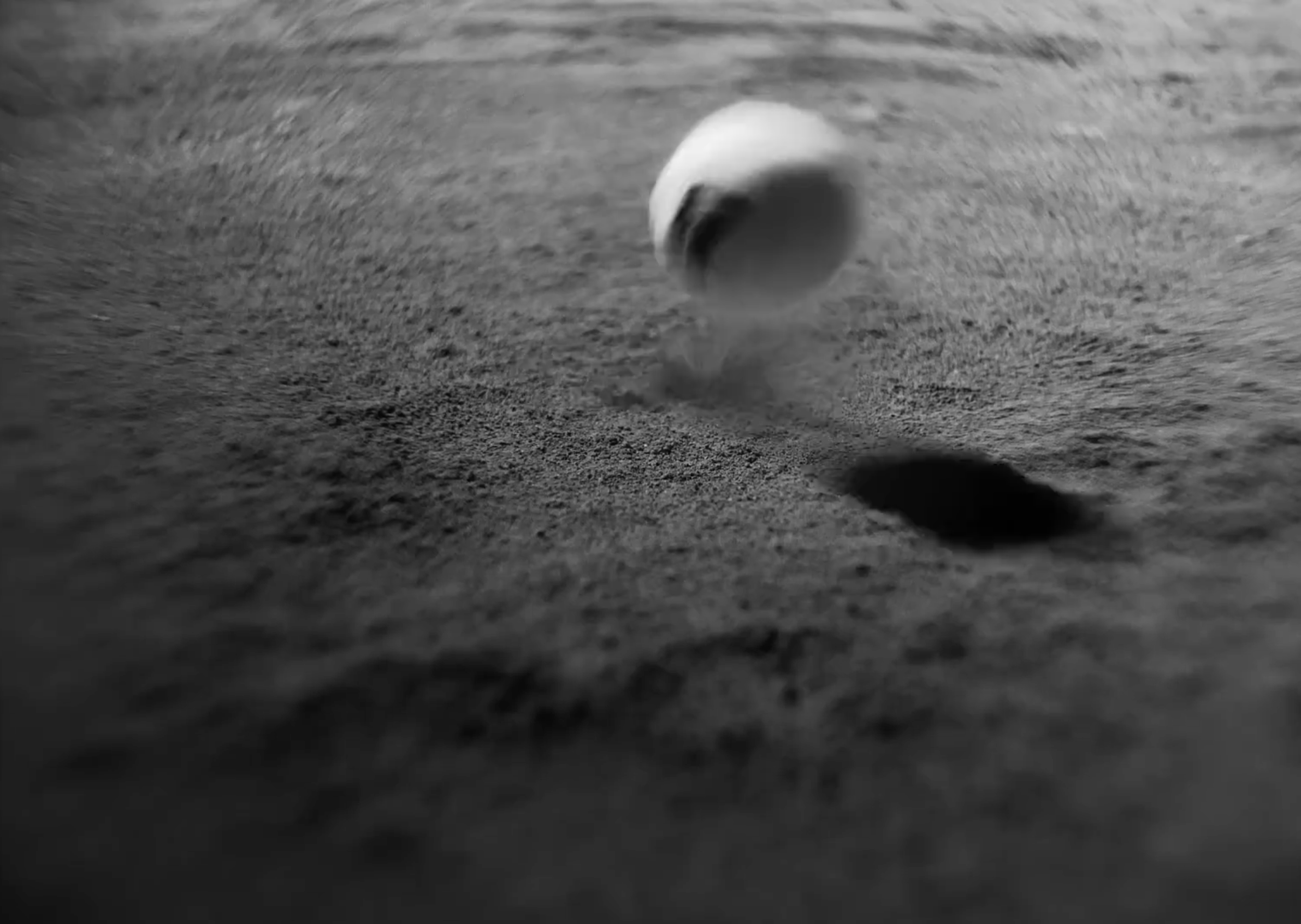 SG SHOT 28
Slow motion replay: Ball bounces; a small dust cloud rises.