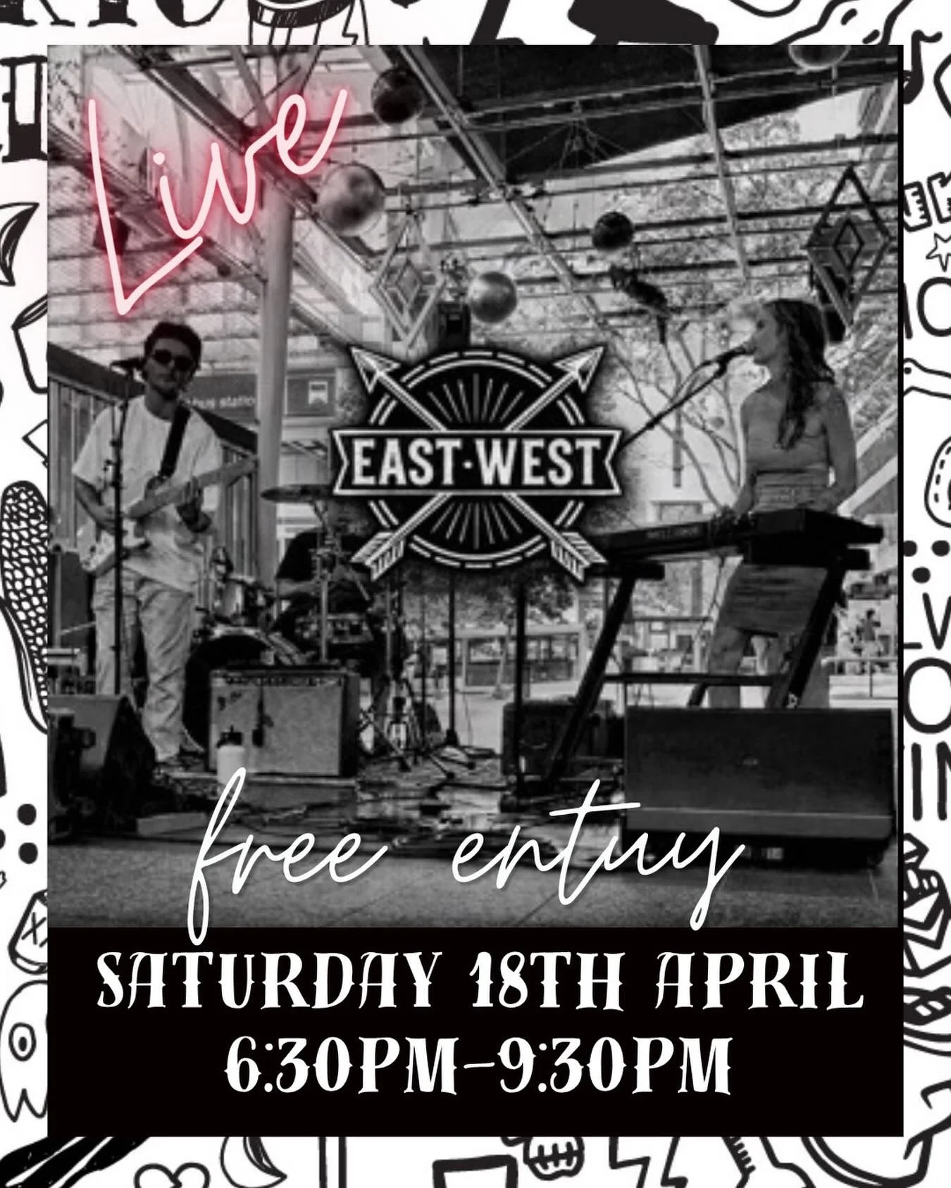 This Saturday, East West take over. 🎼

Ted Watson and Renee James bringing smooth vocals, rich harmonies and a mix of guitars, keys and harmonica that just hits right. From rock and classics to folk and country - they&rsquo;ve got the lot covered.

