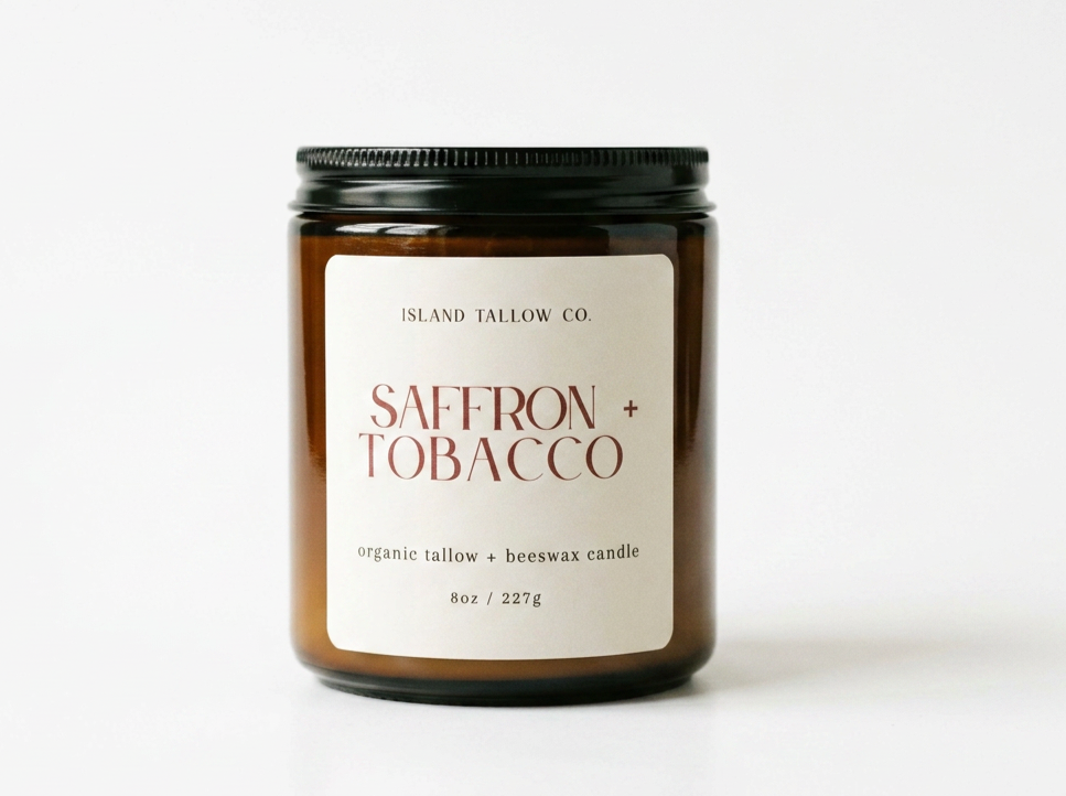 Saffron + Tobacco 8oz Jar Candle