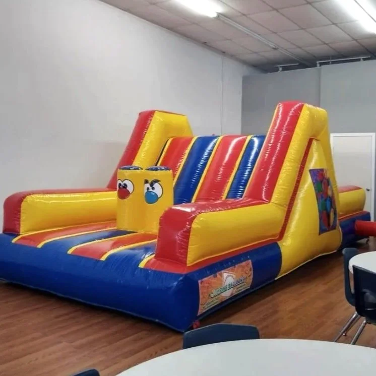 Pops Pavilion dual-lane mini obstacle course rental in Brunswick GA, featuring side-by-side racing lanes and slides for kids’ parties.