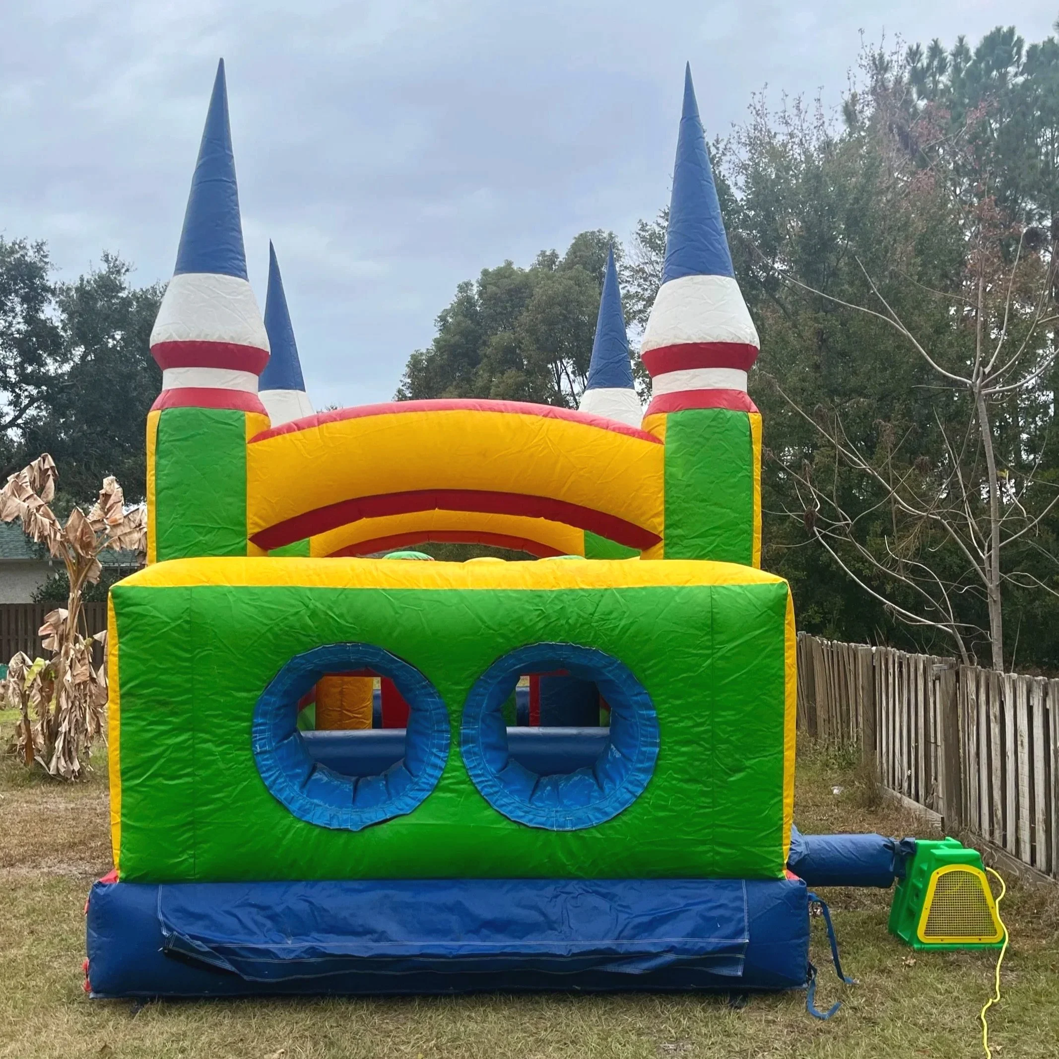 Front view of Lil Challenger mini obstacle course featuring crawl-through obstacles and gentle climbing.