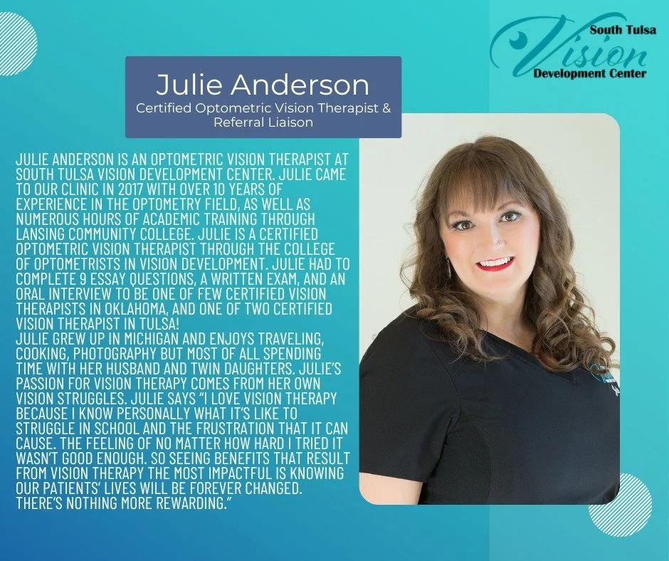 💙 It&rsquo;s Vision Therapist Appreciation Week! Today, we&rsquo;re shining the spotlight on Julie!
Thank you, Julie, for the care, encouragement, and dedication you bring to our patients and team. We&rsquo;re grateful for you! 🌟
Help us celebrate 