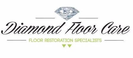 Logo for Diamond Floor Care with a diamond icon above the text and green accents.