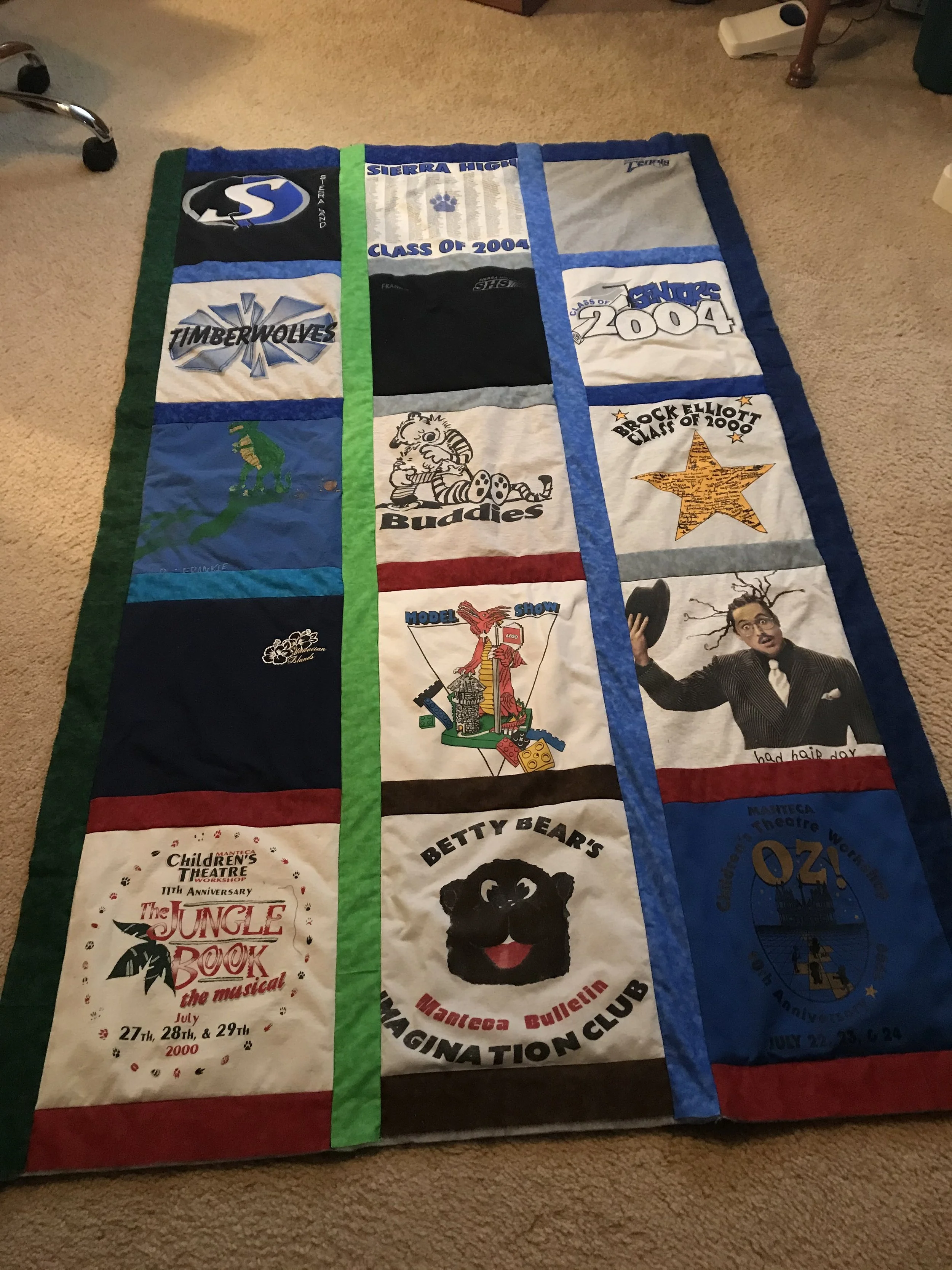 Completed t-shirt memory quilt