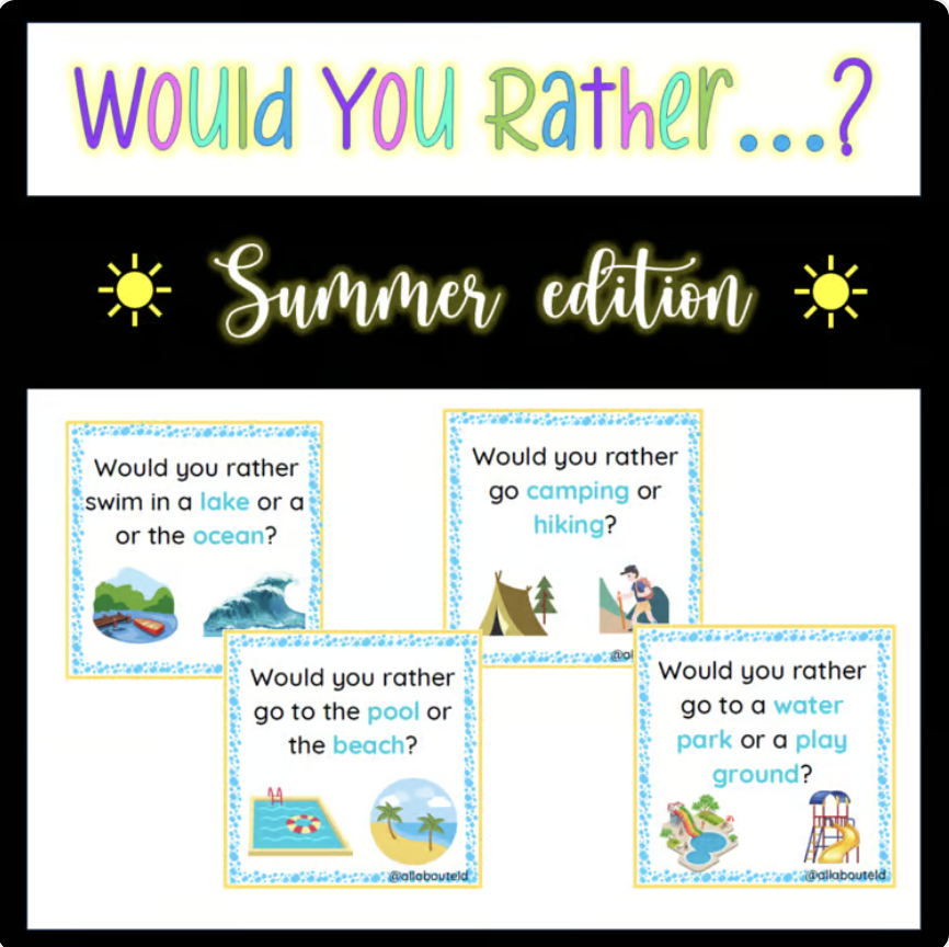 Summer Would You Rather Cards