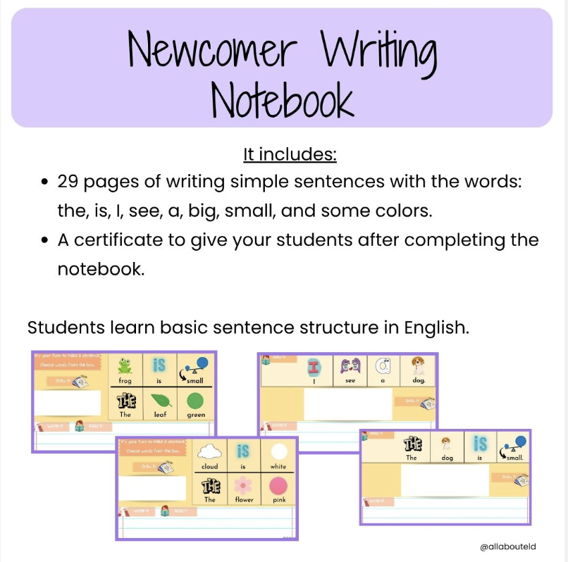 Newcomer Writing Notebook