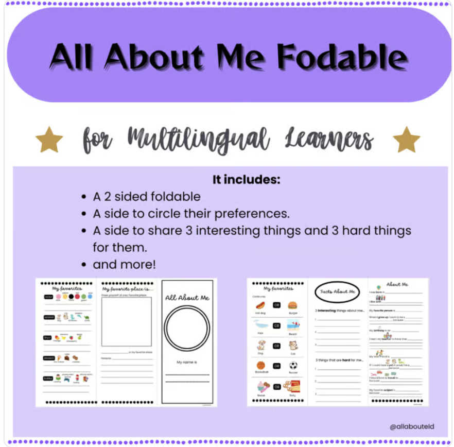 All About Me Foldable