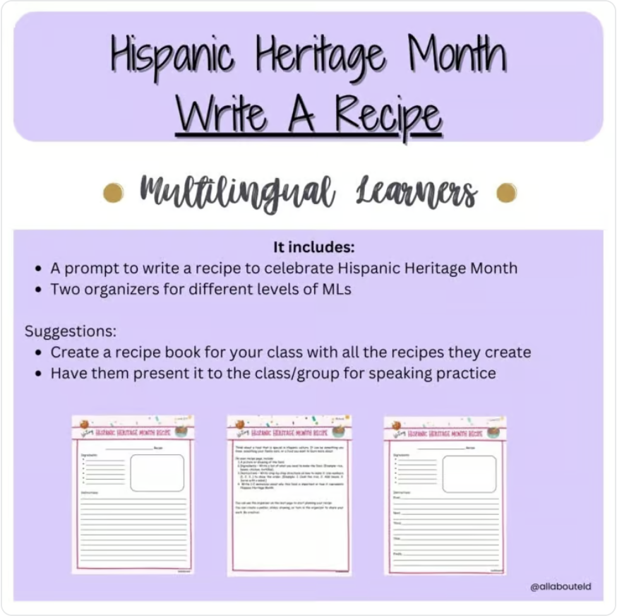 Write A Recipe for Hispanic Heritage Month