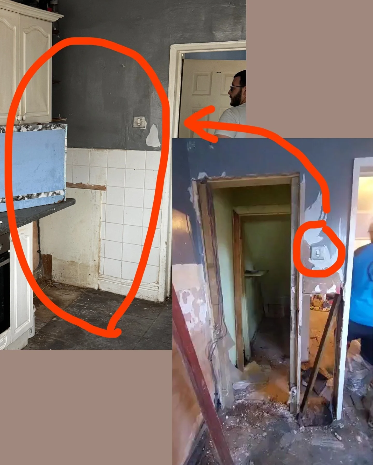 Unexpected surprises during renovations! 🛠️ 

The damp proofing team have uncovered a hidden doorway behind the tiled wall in the kitchen&mdash;leading to the old pantry! You&rsquo;d never know it was there before if the plaster didn&rsquo;t need re