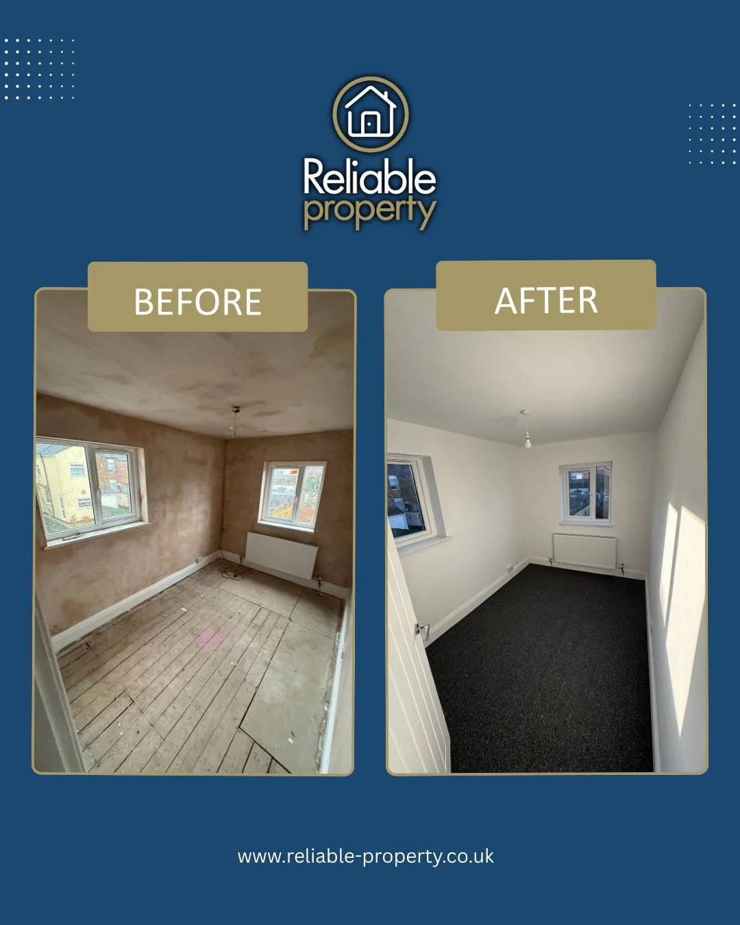 Same property, completely reworked with care and attention to detail.

Let us know your thoughts below. 👇

#ReliablePropertyUK #RefurbishmentUK #BeforeAndAfter #QualityHomes #PropertyDevelopment
