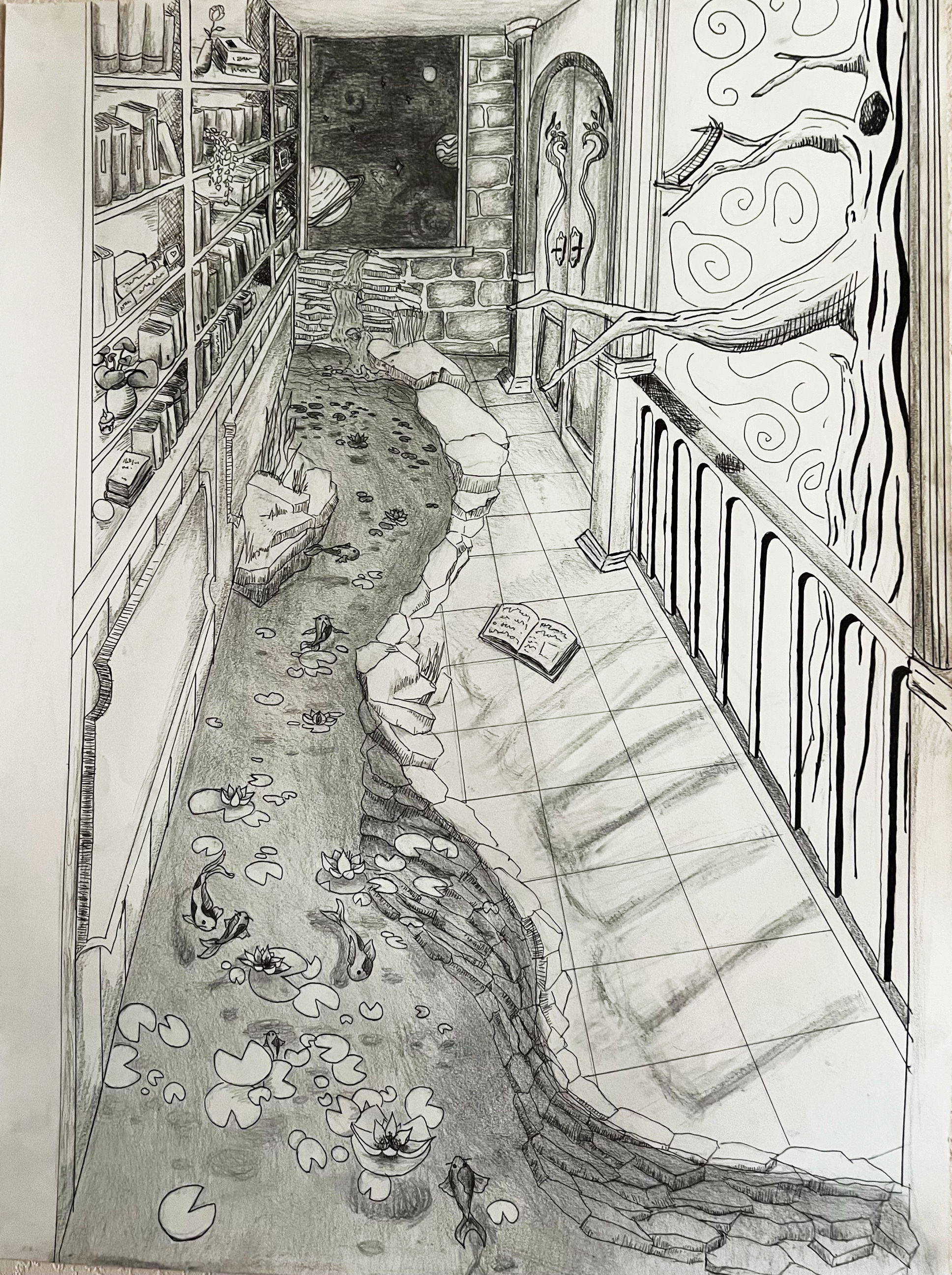"Secret Hideout" Drawing | 18x24 Paper | Graphite, marker, pen