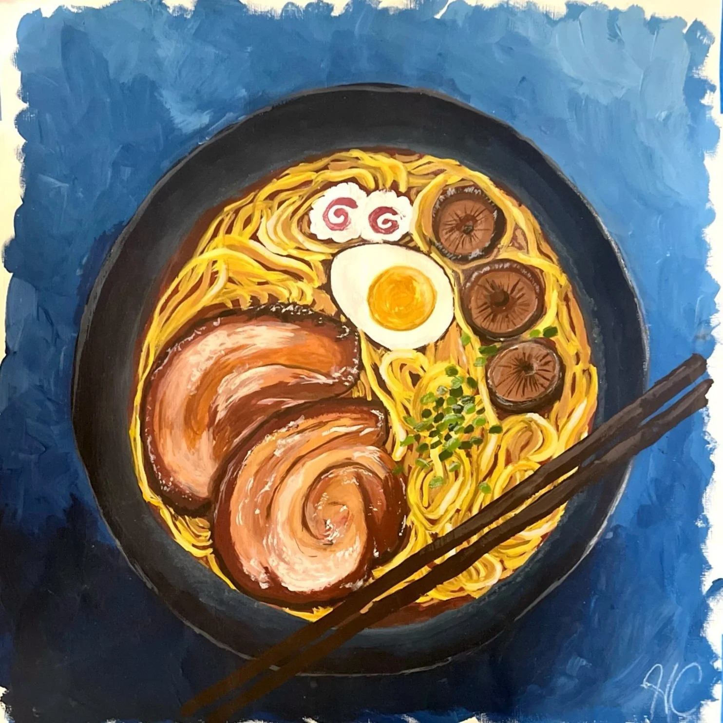 "Ramen in Gouache" | 12x12 Multimedia Paper | Gouache