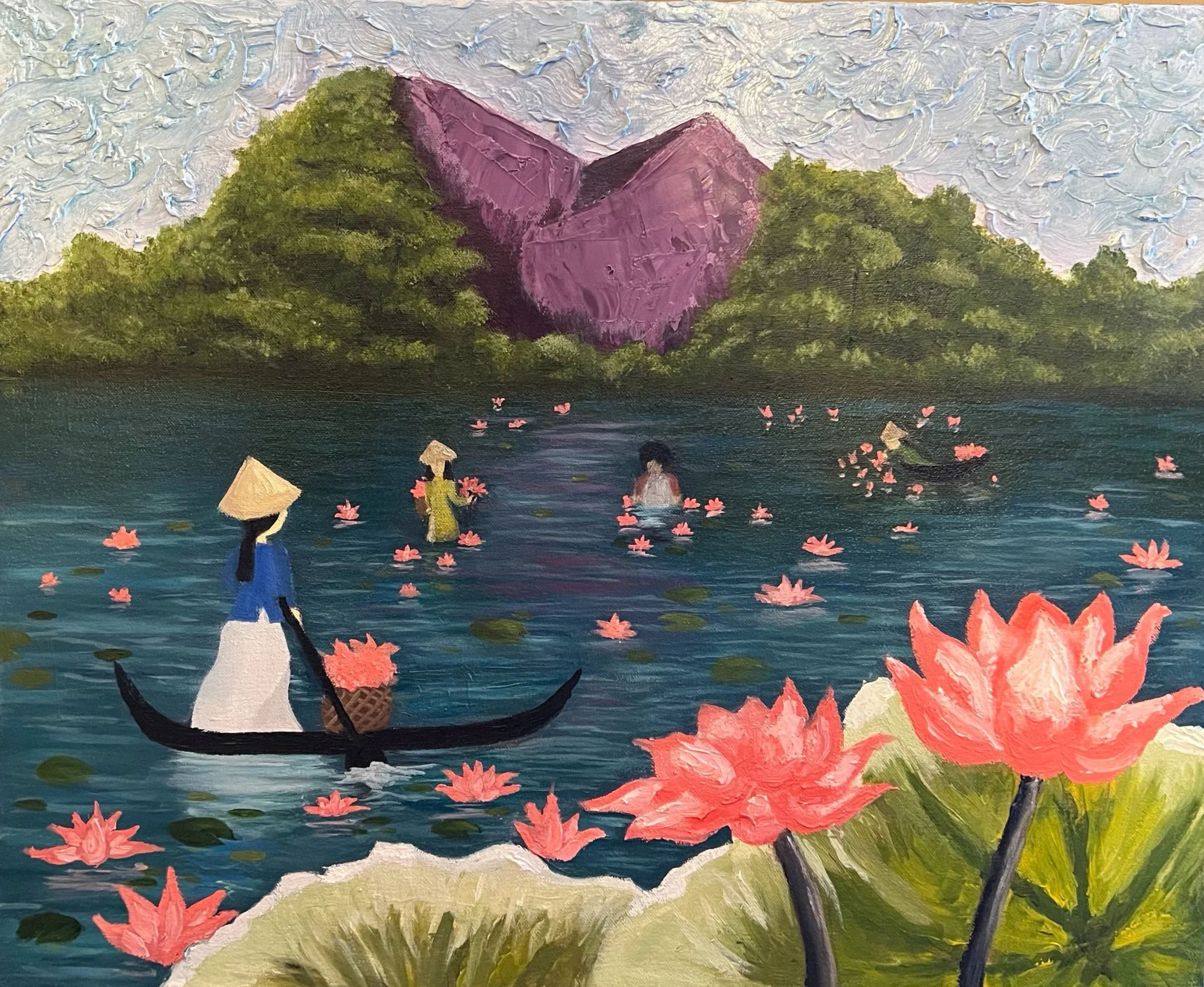 "Ladies Picking Lotuses" | 16x20 Canvas | Oil Paint