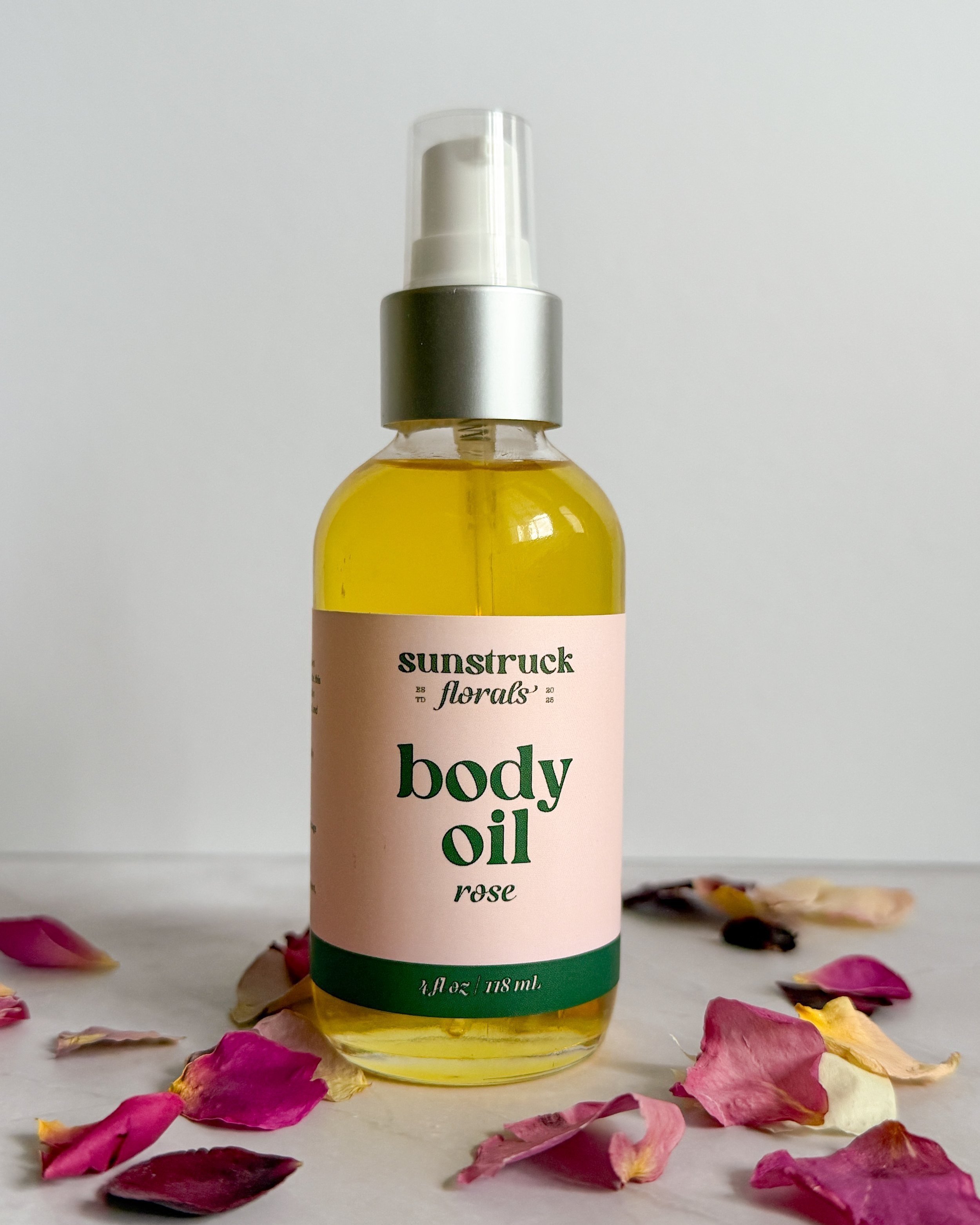 rose infused body oil made with jojoba and vitamin e