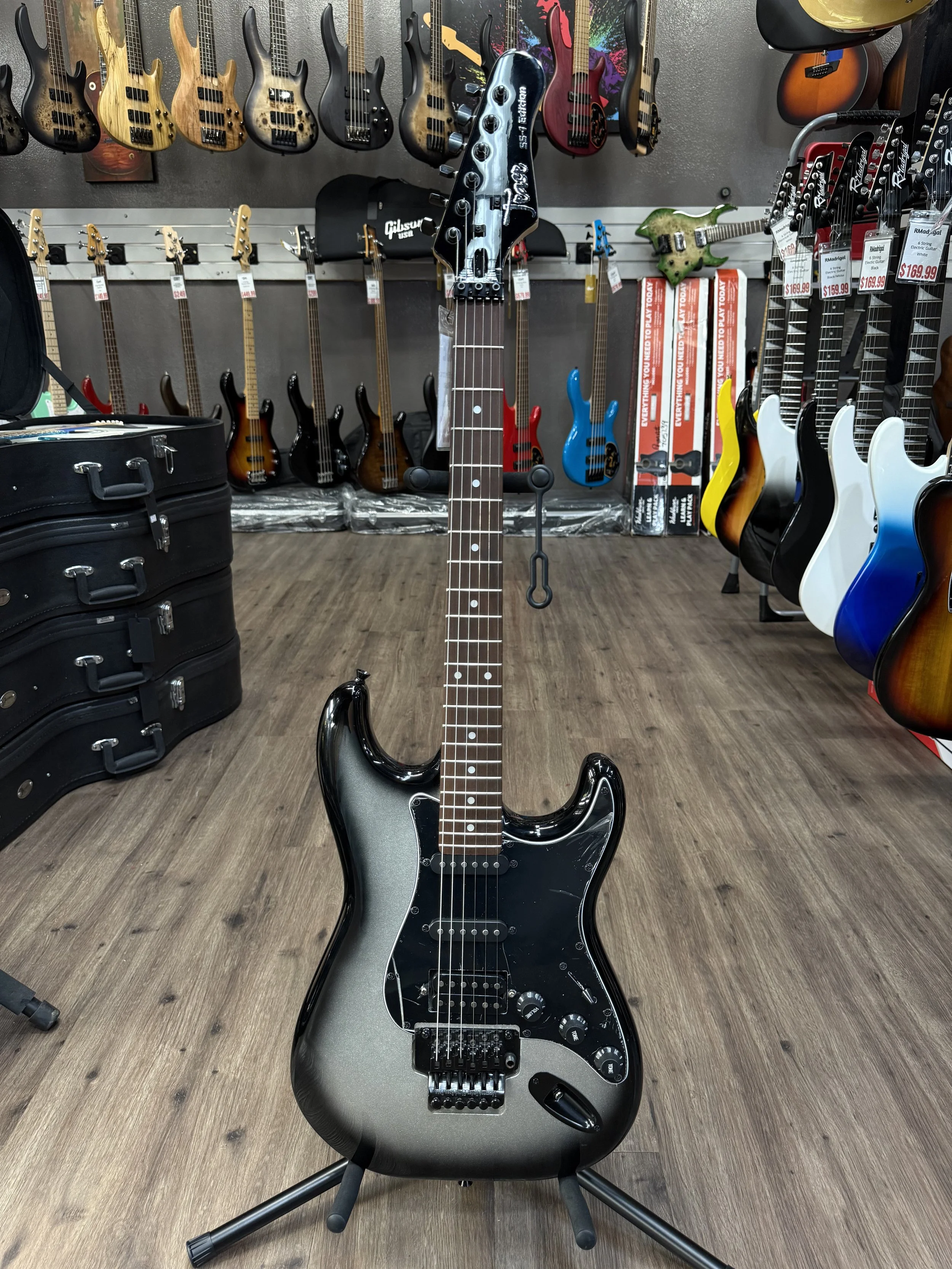 TEASE SS-1 FLOYD ROSE SILVER BURST
