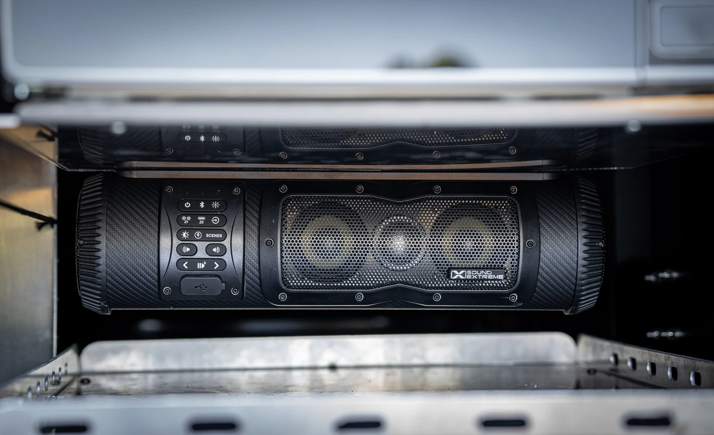 ecoxgear speaker in a custom canopy fitout