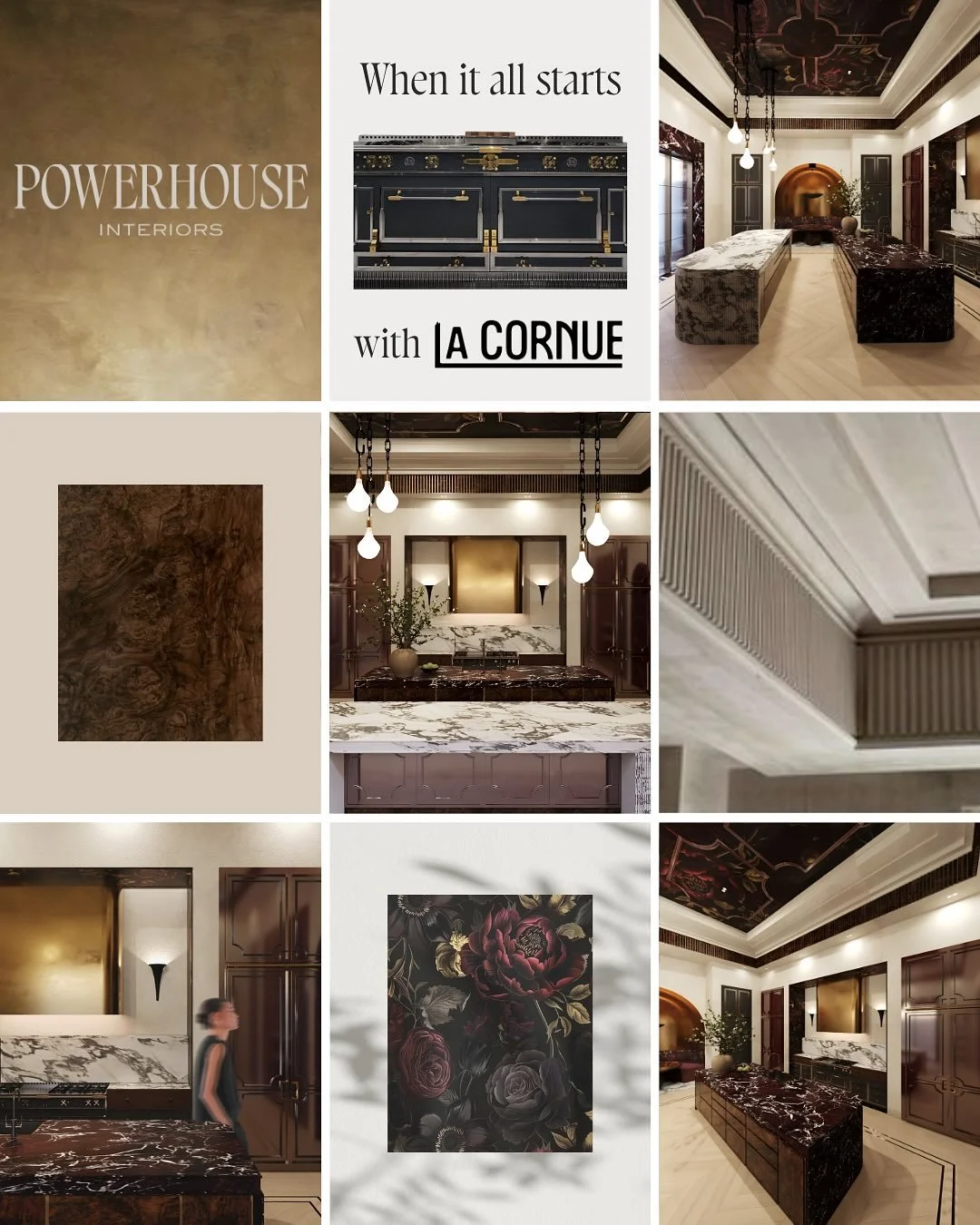 Sometimes design inspiration starts with the smallest detail&hellip;sometimes it begins with a showstopper. For this kitchen, it all started with a La Cornue range. From there, the palette, finishes, and architectural details began to unfold. The tex