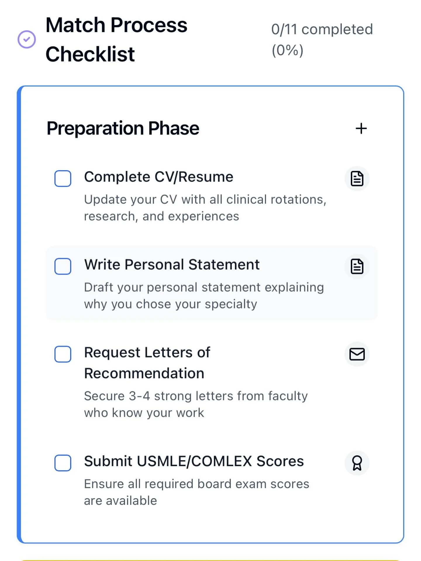 Your path to Match Day, broken down step-by-step. Complete your checklist and get one step closer to your dream residency. 🎯 #MedLife #ResidencyMatch #ResiTrack