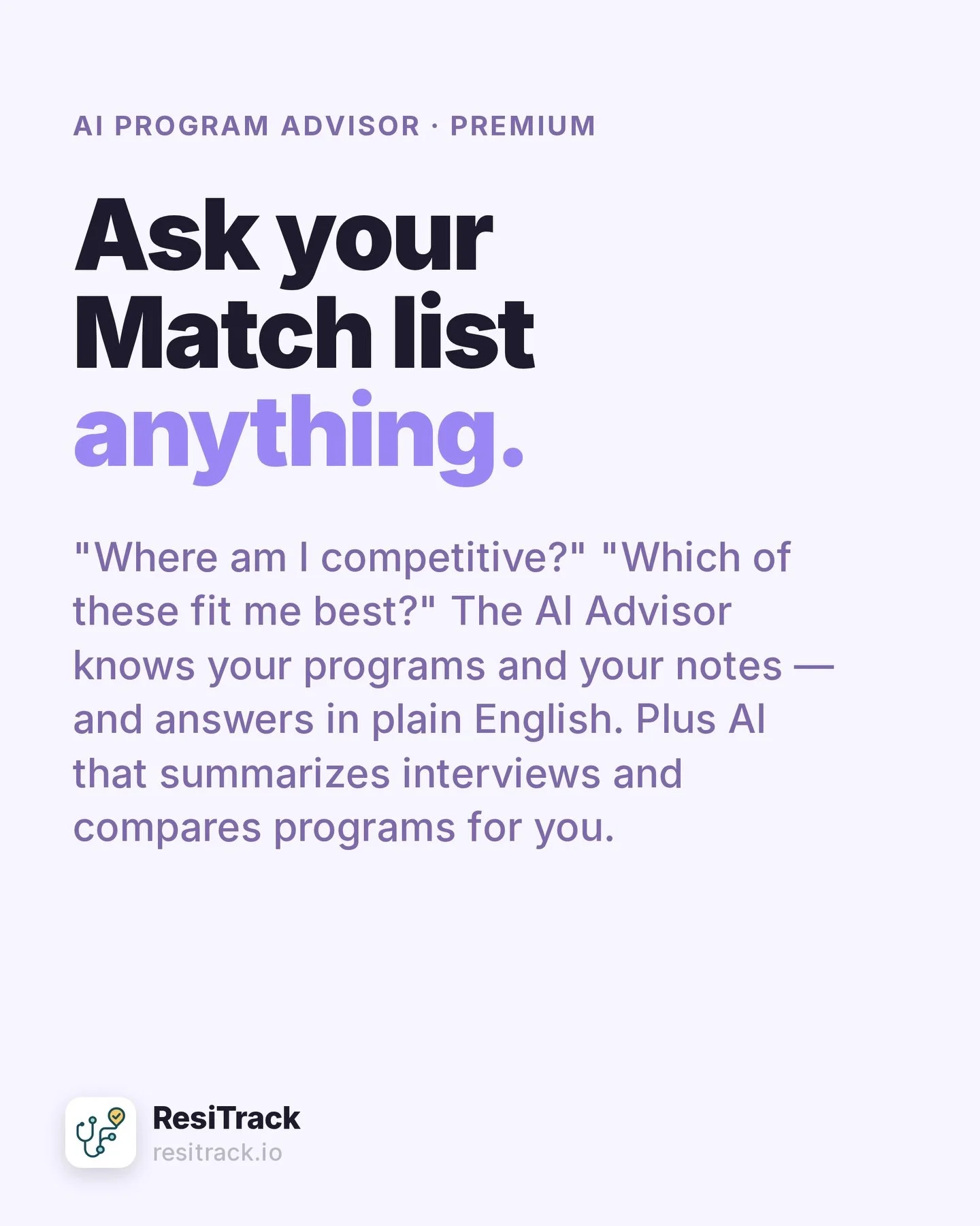 Your programs, your notes, your comparisons &mdash; sitting in one place, and now you can just *ask*. 💬

The AI Program Advisor answers &ldquo;where am I competitive?&rdquo; and &ldquo;which of these actually fit me?&rdquo; in plain English. Notes S