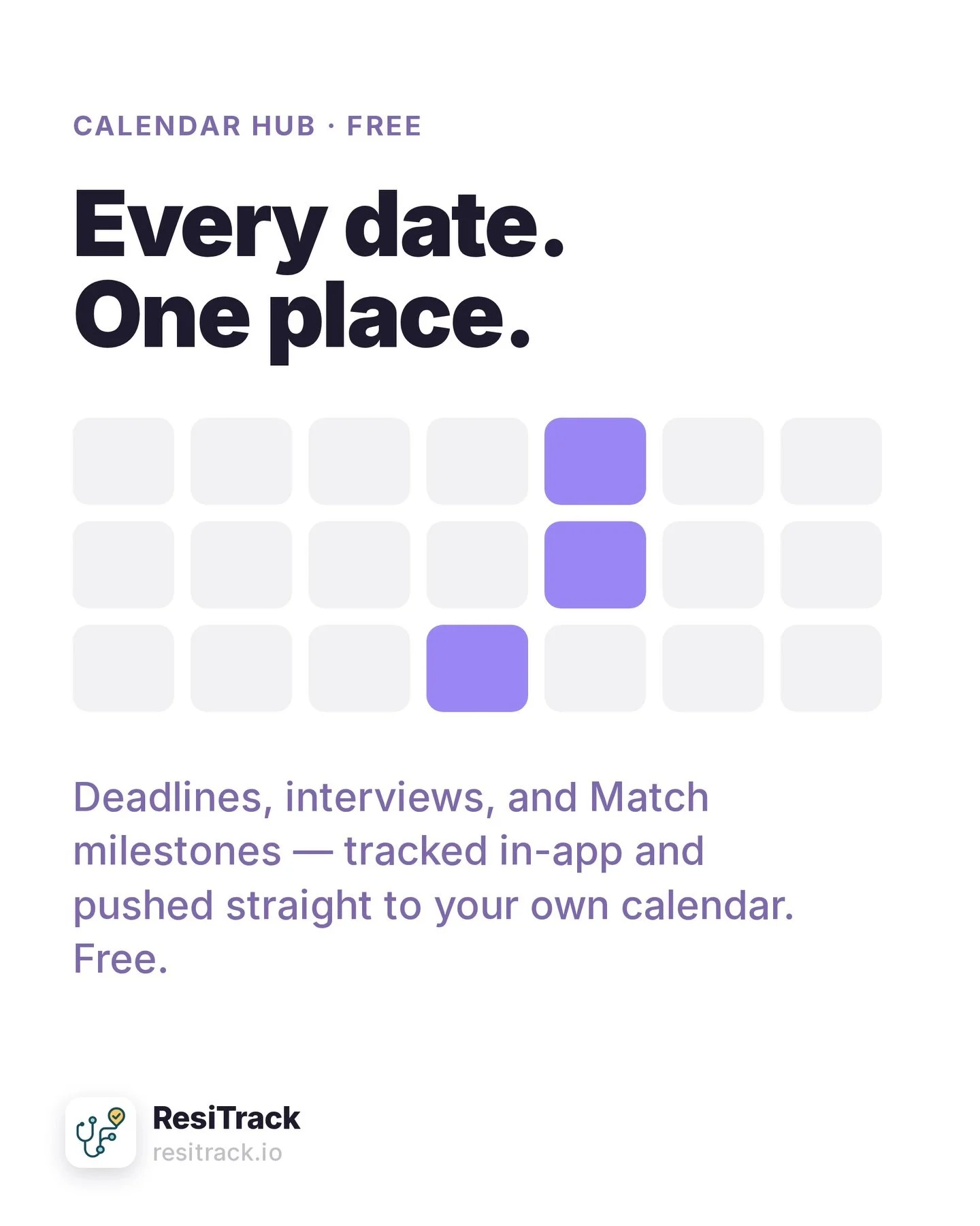 The deadline you miss won&rsquo;t be the big one. It&rsquo;ll be the little one nobody reminded you about. 📅

The Calendar Hub keeps every Match date &mdash; deadlines, interviews, milestones &mdash; in one place, and pushes them to the calendar you