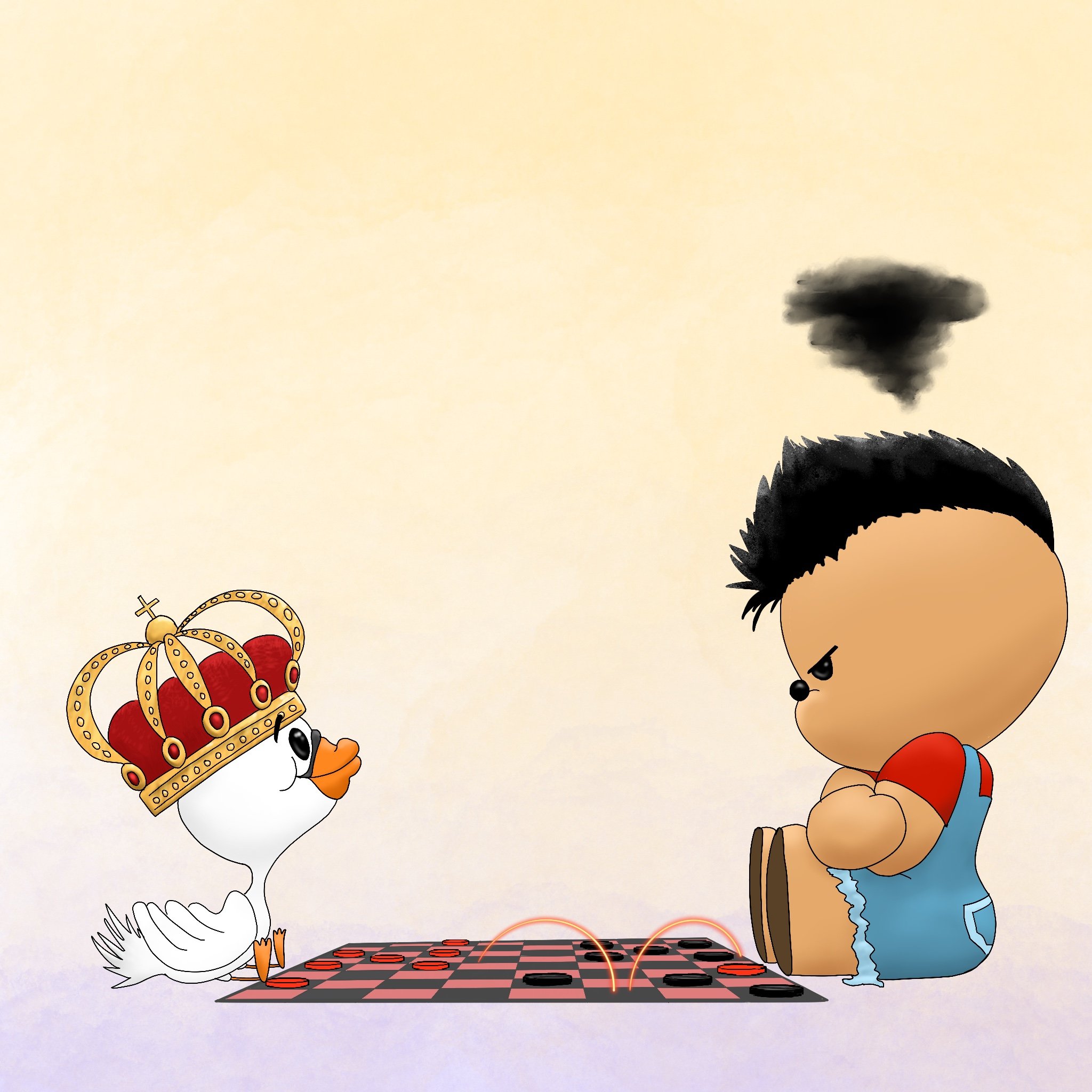 Goosey and Murray enjoying a game of checkers