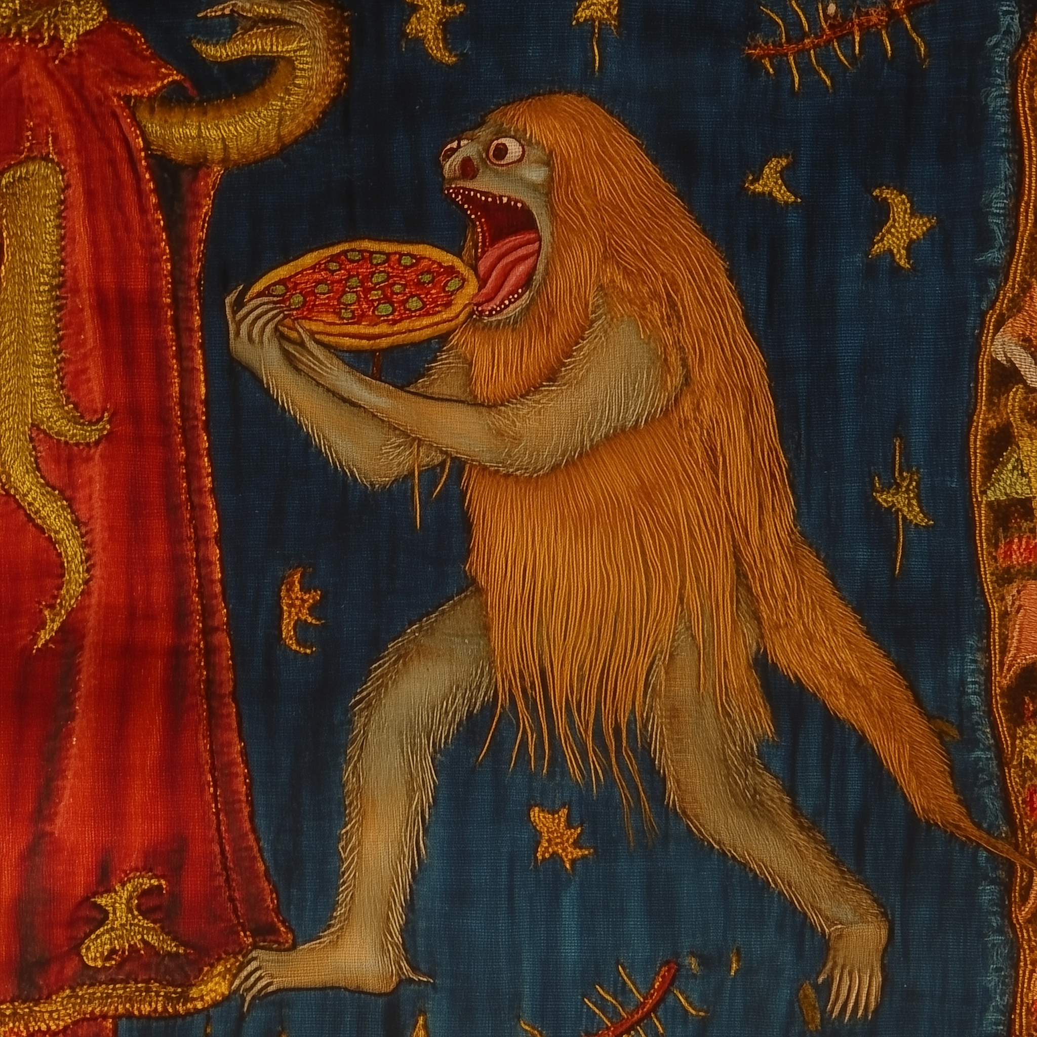 cuubeson_medieval_tapestry_embroidery_derpy_sasquatch_eating_pi_a5964daf-47cb-476e-bae6-fdf6b264a664.png